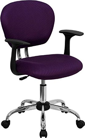 Flash Furniture H-2376-F-PUR-ARMS-GG Mid-Back Purple Mesh Task Chair with Arms and Chrome Base