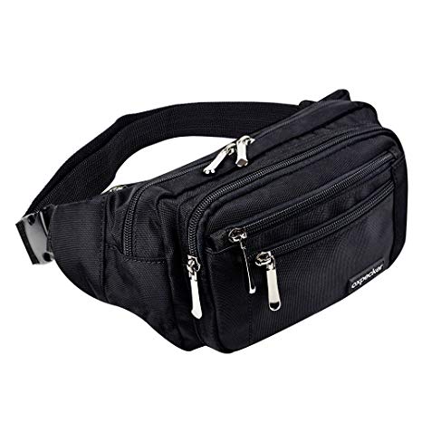 oxpecker Waist Pack Bag with Rain Cover, Waterproof Fanny Pack for Men&Women, Workout Traveling Casual Running Hiking Cycling, Hip Bum Bag with Adjustable Strap for Outdoors