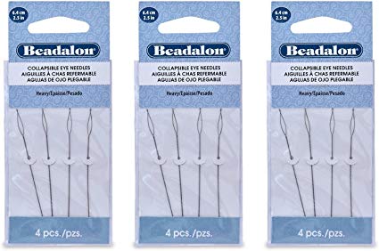 Beadalon Collapsible Eye Needles 2.5-Inch Heavy 4 Pack (3 Pack)