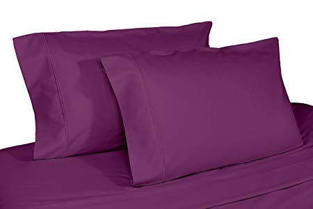 Whisper Organics 100% Organic Cotton Pillow Case Set, 300 Thread Count - GOTS Certified (Queen, Dark Purple)