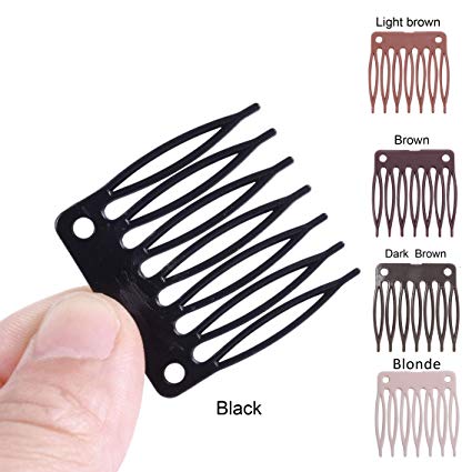 50pcs/Lot Hair Wig Plastic Combs and Clips For Wig Cap Hair combs for Making Wig (Black)