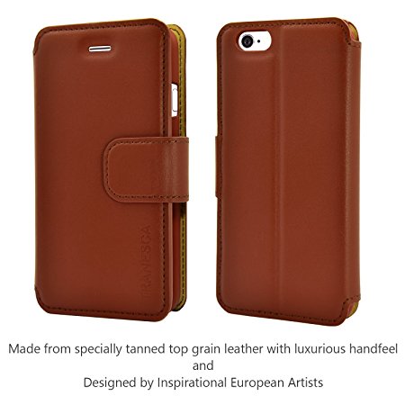 iPhone 6s leather case - Tranesca Genuine Leather Wallet Case for Iphone 6s/6 (Topaz Brown-4.7 inch)