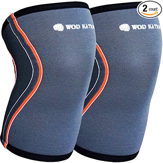 WOD Nation Knee Sleeves for Weightlifting (1 Pair) Premium Support & Compression - Powerlifting & Crossfit - 5mm Neoprene Sleeve for The Best Squats - Fits Both Women & Men