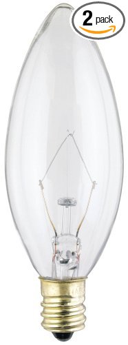 Westinghouse 4027 60-Watt, B10 Decorative Ceiling Fan Bulb, Candelabra Base, Clear, 2-Pack