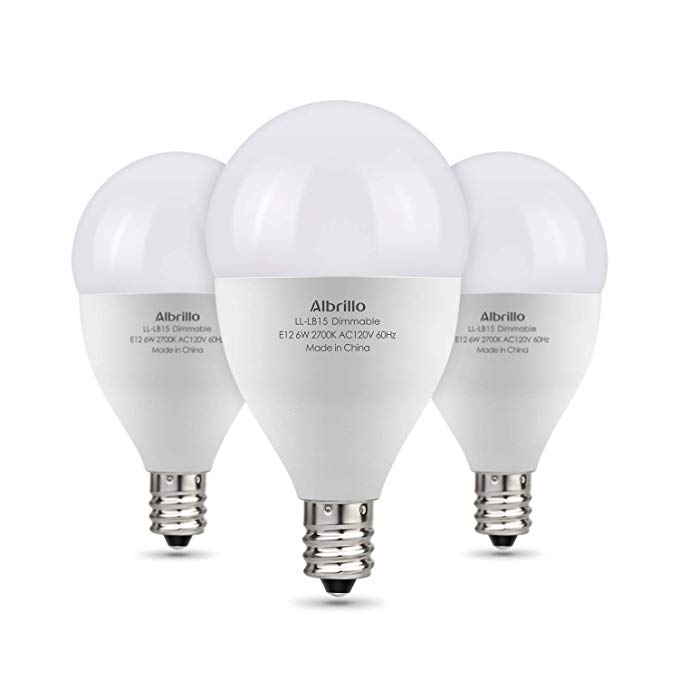 Albrillo E12 Bulb Dimmable LED Candelabra Bulbs, 60 Watt Incandescent Light Equivalent, Warm White 2700K, 3 Pack