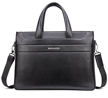 BOSTANTEN Men's Stylish Leather Briefcase Laptop Cross-body Shoulder Bag