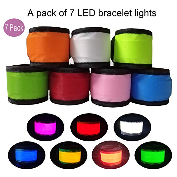 LED Slap Bracelets Light Up Armbands Glow in The Dark Wristbands for Men Women Kids, Night Safety Lights Reflective Gear for Running Jogging Cycling Hiking Camping Outdoor Sports