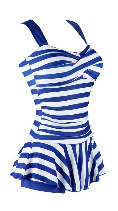 MiYang Womens One Piece Striped Slim Swim Dress Bathing Swimwear