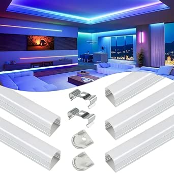 Muzata 5Pack 3.3FT/1M Spotless LED Channel System with Milky White Neon Effect Cover Diffuser LED Aluminum Channel for LED Strip Lights Under Cabinet U109 WW