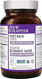 New Chapter Holy Basil Force with Supercritical Holy Basil for Immune Support   Mood Support   Non-GMO Ingredients - 60 ct Vegetarian Capsules