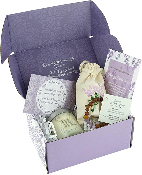Unique Memorial Gift for Loss of a Loved One - Express Your Sympathy 4-Piece Gift Set with Mini Candle, Remembrance Jewelry, Flower Seeds, Card & Gift Box - Uplifting "In Loving Memory" Gift