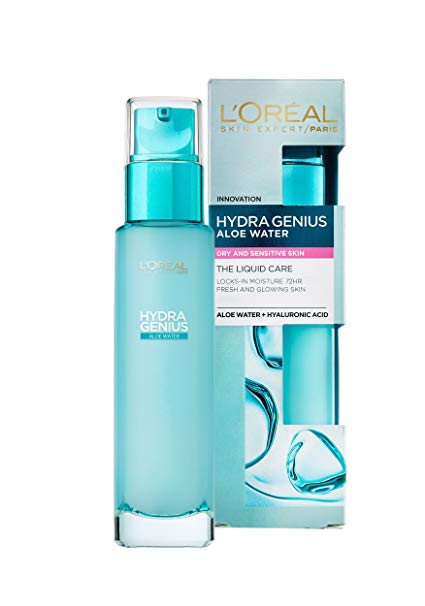 L'Oreal Paris Hydra Genius Hyaluronic Acid   Aloe Liquid Moisturiser for Dry to Sensitive Skin, 70ml