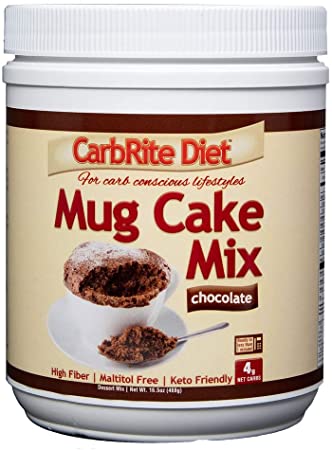 Carbrite Diet Chocolate Mug Cake Mix: 4g Net Carbs - for Keto & Low Carb Diets - Maltitol Free - Ready in Under 90 s, Chocolate Cake, 12 Servings