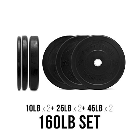 160 Lbs Bumper Plates Set / Virgin Rubber Olympic Weight Plates for Crossfit Training / Weight Lifting By Onefitwonder Pair of 10 lbs,25 lbs,45 lbs