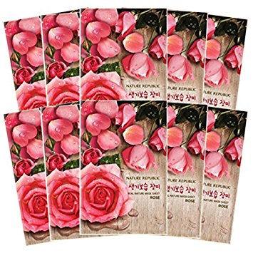 Nature Republic Real Nature Mask 10 Sheets for Skin Hydration (Rose)