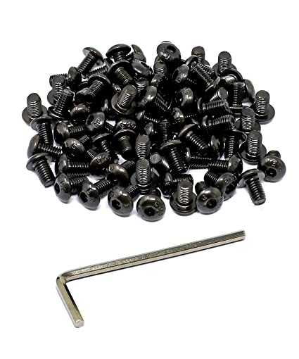 iexcell 100 Pcs M5 x 8 Thread Pitch: 0.8 mm Alloy Steel 10.9 Grade Hex Socket Button Head Cap Screws Bolts Kit, Black Oxide Finish