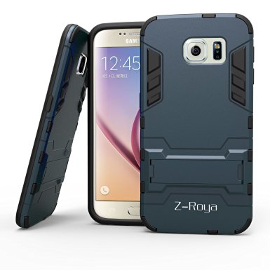 Galaxy S6 Case,Z-Roya [Robot-Bear] Dual Layer Protective Hybird Armor Case[Slim Fit] Advanced Shock Absorption Protection with Kick-Stand Feature for Samsung Galaxy S6-CGTXS06B-Black