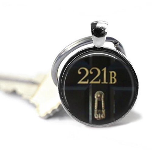 Sherlock Holmes 221B 1 Inch Silver Plated Pendant Keychain