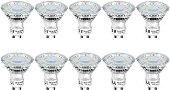 LE GU10 LED Light Bulbs, Warm White 2700K, 50W Halogen Spotlight Equivalent, 4W 350lm, 120° Beam Angle, Pack of 10