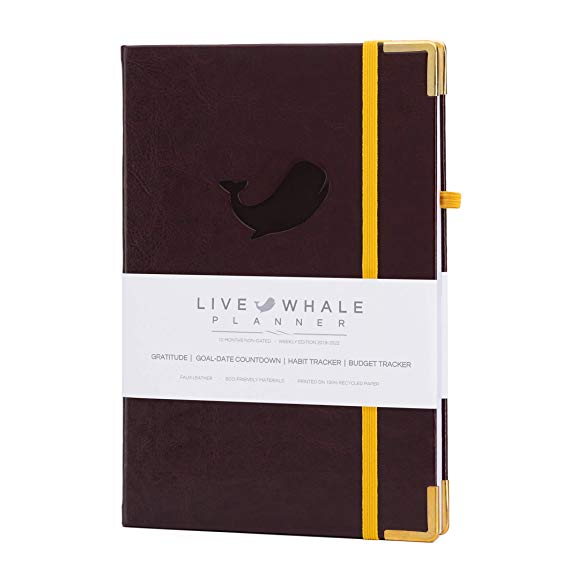 Live Whale, Weekly, Monthly Planner. 8.3"x5.8" A5 Personal Organizer - Hand Crafted to Increase Productivity, Track Goals and Achieve Well Being - Weekly Planner (Brown)