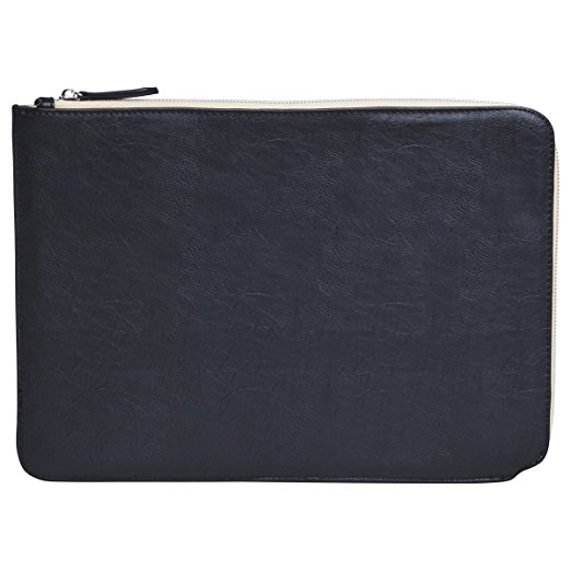 MacBook Faux Leather Sleeve Carrying Bag With Zipper Closure UltraBook iPad Pro 12.9   More 13 by SettonBrothers, Black