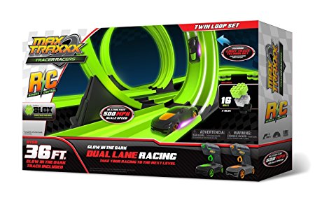 Max Traxxx R/C Tracer Racers High Speed Remote Control Twin Loop Track Set