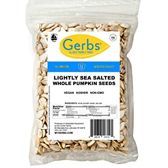 Gerbs Lightly Sea Salted Whole Pumpkin Seeds, 1 LB. – Top 14 Food Allergy Free & NON GMO - Vegan, Keto Safe & Kosher - Grown in USA
