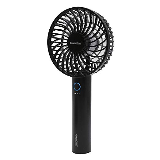 Geek Aire Rechargeable Mini Personal Handheld Fan, with USB Rechargeable Lithium-ion Battery, 5-Speed Setting,Cordless, Electric Fan for Household Office Traveling Outdoor, Charcoal Black