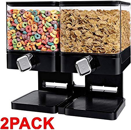 ZevrO Dry Food Compact Edition Single Dispenser (2 Pack Black, Dual Dispenser)