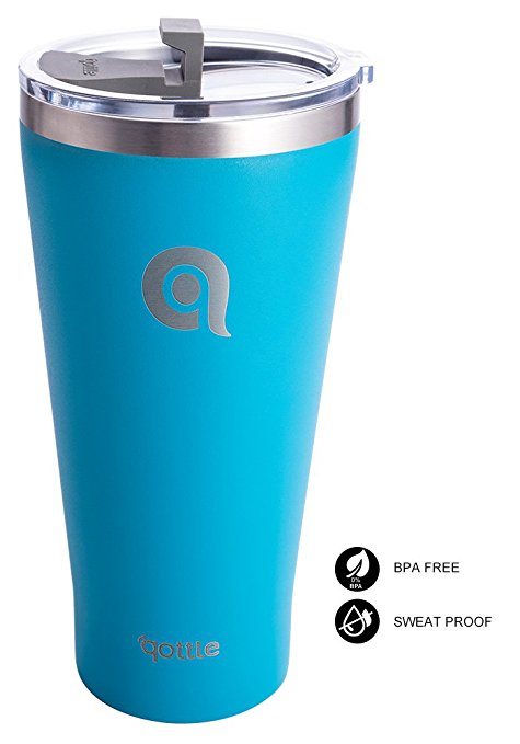 qottle 30 oz Stainless Steel Vacuum Insulated Tumbler with Lid-Tiffany blue