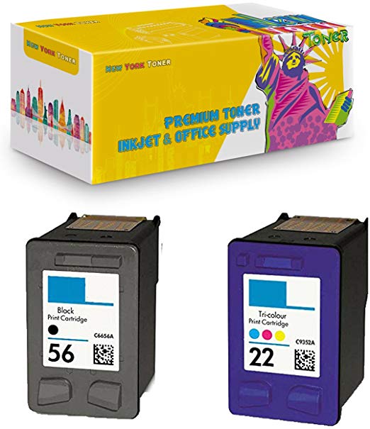 New York TonerTM New Compatible 2 Pack C9352A XL (HP 22) C6656 (HP 56) High Yield Inkjet for HP : 1410 - Black Color