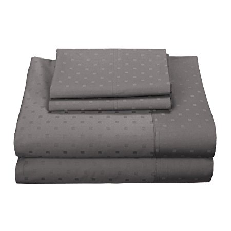EXTRA PILLOWCASES - Royal Plush 600 Thread Count Sheet Sets, luxurious Solid Colors and a Structured Square Dot Design. Wrinkle Free, Deep Pockets (15" Pockets), 6 piece King Size Sheet Set, Gray