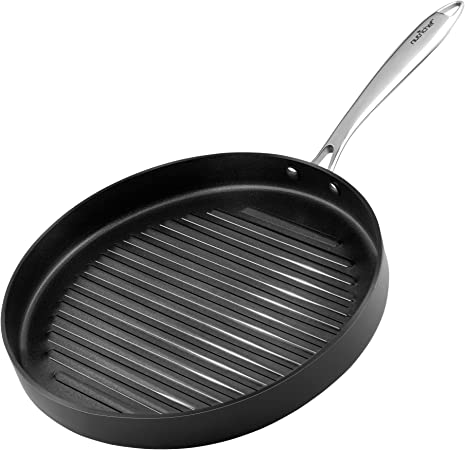 NutriChef Anodized Non-Stick Grill - Dishwasher Safe Nonstick Grill Pan Heavy Gauge Aluminum Body with Hard Anodized Surface for Even Heating, Max Temperature: 500° Fahrenheit (260° Celsius)