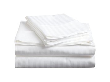 Deluxe Hotel Premium Quality 100% Cotton Sateen Stripe 300 Thread Count Sheet Set, Queen Size, White Color