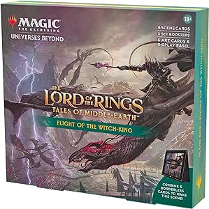 Magic The Gathering The Lord of The Rings: Tales of Middle-Earth Scene Box - Flight of The Witch-King (6 Scene Cards, 6 Art Cards, 3 Set Boosters   Display Easel)