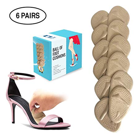 Ball of Foot Cushions 6 Pairs Foot Pads (12 Pieces) | Metatarsal Pads for Women High Heels | Reusable and Washable Shoe Cushion Inserts for Pain Relief from Neuroma, Callus, and Bunions by BelugaCare
