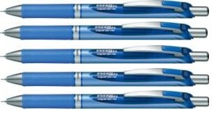 Pentel EnerGel Deluxe RTX Retractable Liquid Gel Pen,0.5mm, Fine Line, Needle Tip, Blue Ink /Blue Body/Value set of 5 (With Our Shop Original Product Description)