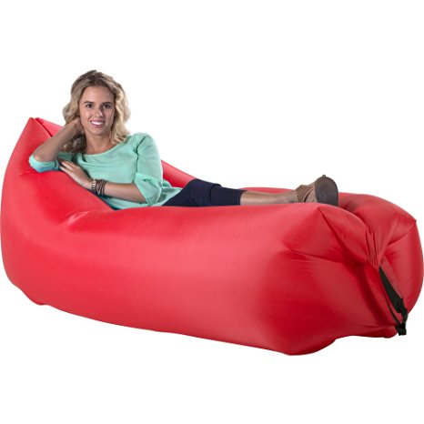 The Official Pouch Couch As Seen On TV Inflatable Air Lounger, Red