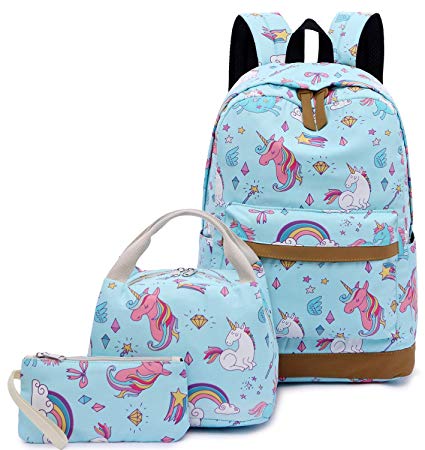 BLUBOON Girls Bookbags School Backpack Laptop Schoolbag for Teens Kids High School (E0026 Light Blue)