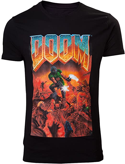 DOOM Classic Boxart Men T-Shirt Black XXL, 100% Cotton, Regular