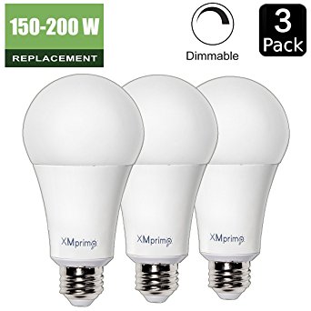 22W ( 150 - 200 Watt Equivalent ) A21 Dimmable LED Light Bulb, 2680 Lumens 5000K Daylight White, E26 Medium Screw Base, UL listed, XMprimo - 3 Pack