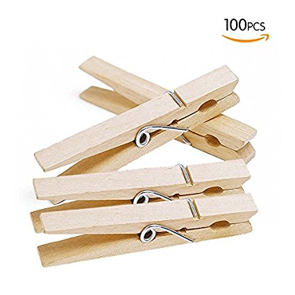 Large Natural Wooden Clothespins 2.8 Inch Photo Paper Peg Pin Craft Clips,100 Pcs