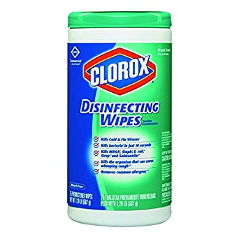 Clorox 15949EA Disinfecting Wipes, 7 x 8, Fresh Scent, 75 Wipes Per Canister