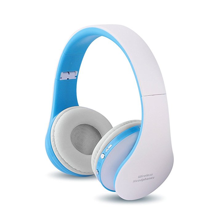 FX-Victoria Over Ear Headphone High Fidelity Surrounded Sound Wireless Foldable and Adjustable Stereo Headset with Mic-Blue White