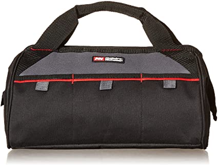 McGuire-Nicholas 13 Inch Tool Bag | Tool Storage with Outer Pockets, black and silver