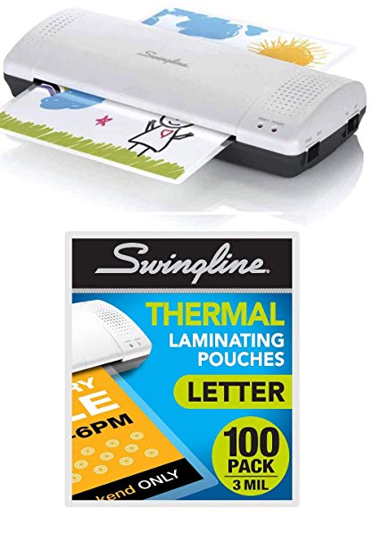 Swingline Laminator, Thermal, Inspire Plus Lamination Machine, 9" Max Width, Quick Warm-Up, Includes 100 Letter Size Laminating Pouches, Silver/Gray