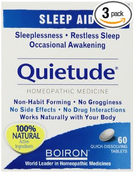 Boiron Homeopathic Medicine Quietude Tablets for Restless Sleep, 60-Count Boxes (Pack of 3)