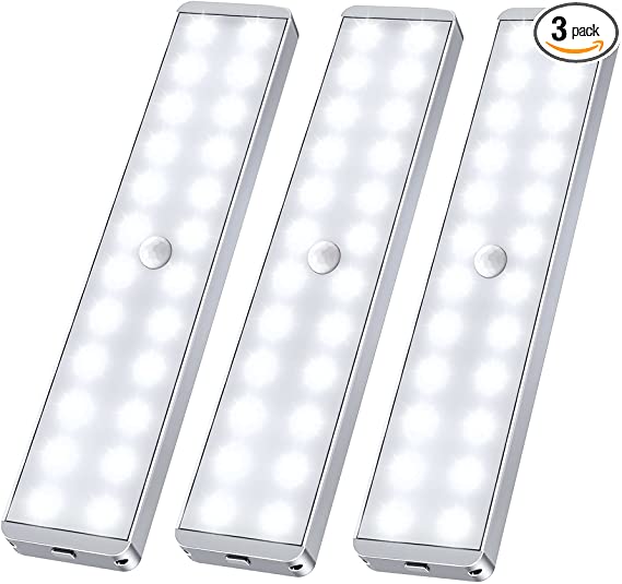 Vont Rechargeable Motion Sensor Closet Light [3 Pack] 3 Modes, 24 LED Motion Sensor Light Indoor, Stick On Under Cabinet Lights, Battery Operated Lights, Closet Lights for Kitchen, Wall, Bedroom