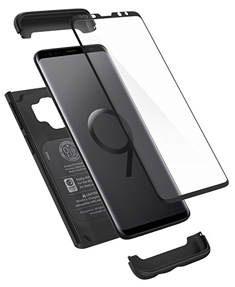 Spigen Thin Fit 360 Galaxy S9 Case with Exact Slim Full Protection with Tempered Glass Screen Protector for Samsung Galaxy S9 (2018) - Black