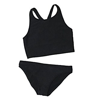 Cupshe Fashion Women's Black High Neck Tank Bikini Bathing Suit